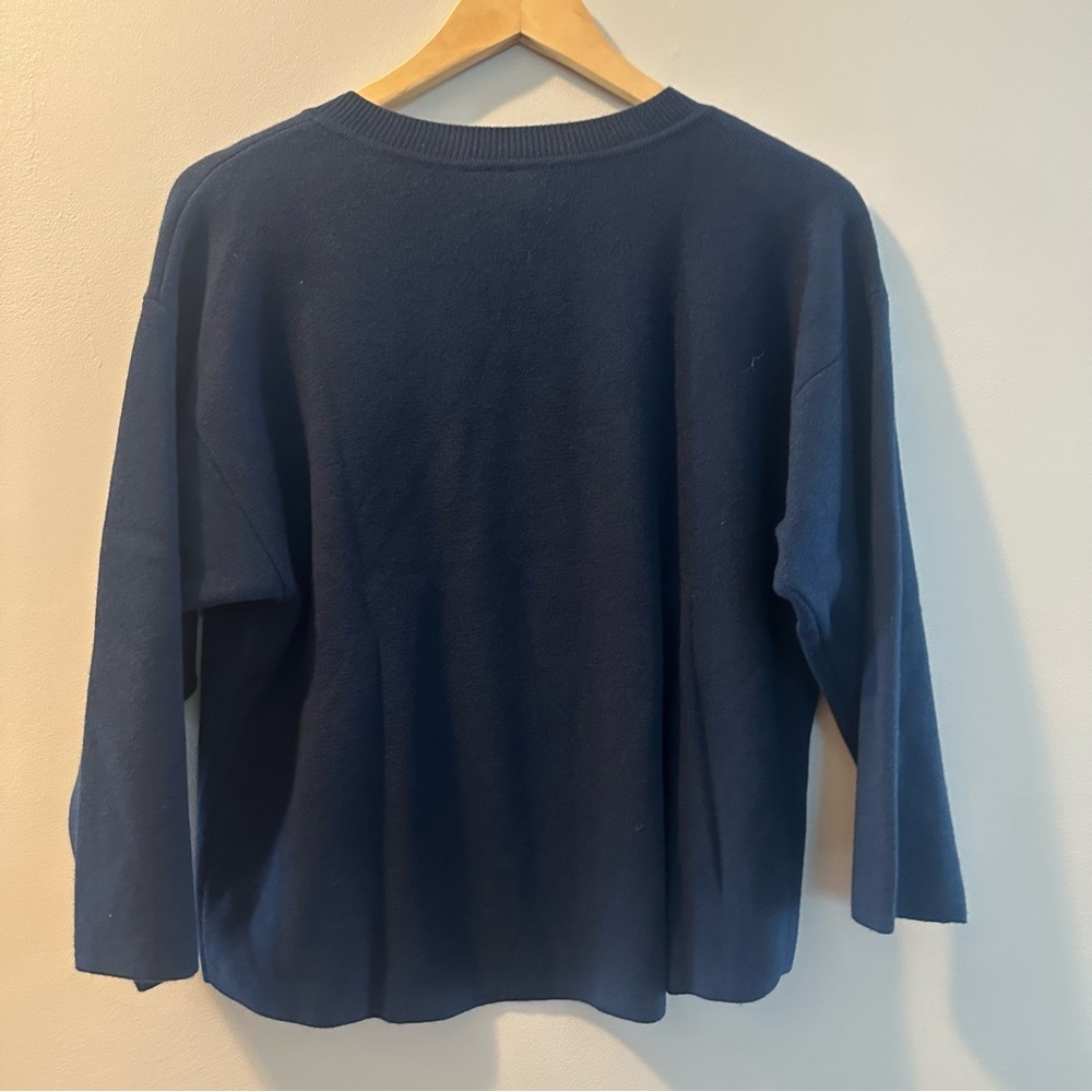 Anthropologie Moth Women’s Jeweled Beaded V-Neck Navy Sweater Size Small - Picture 7 of 14